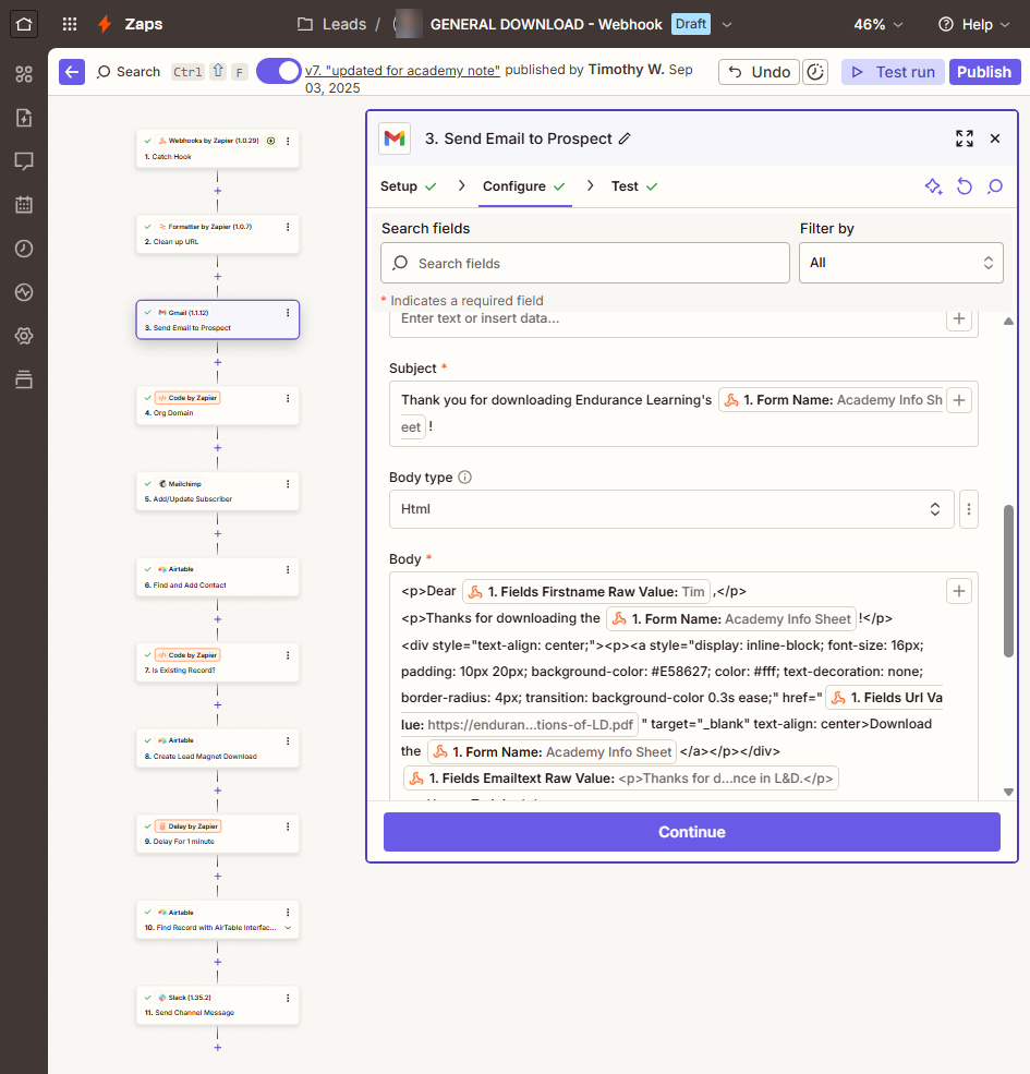 Automatización sencilla para pequeñas empresas con marketing integrado en Zapier.