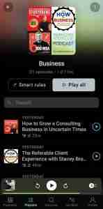 Mi lista de reproducción de podcasts sobre pequeñas empresas en Pocket Casts