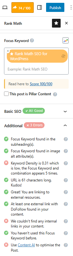 Clasificación matemática SEO para WordPress