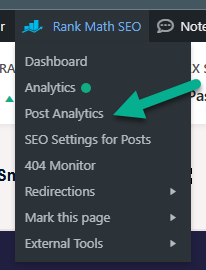 Acceso directo para revisar los análisis SEO en Rank Math